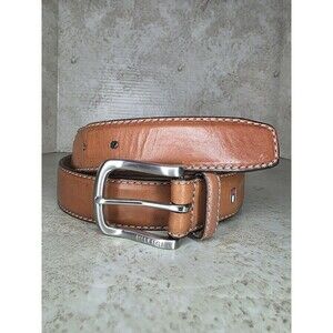 Tommy Hilfiger Tan Belt Sz 36 Genuine Leather Western Cowboy Silver Tone Buckle